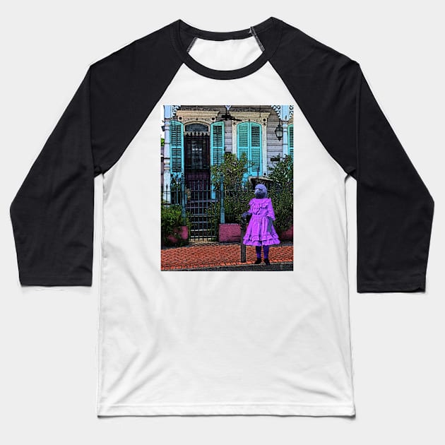 French Quarter Black Bird Baseball T-Shirt by Loveday101